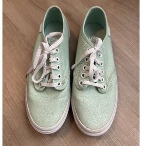 Vans Authentic Sneakers Women's Size 6.5 Mint Green Lace Pattern Size 6.5